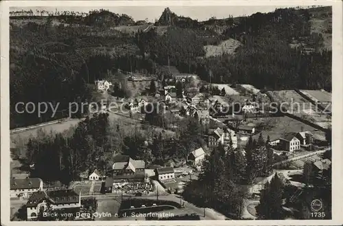 Oybin Blick vom Berg Oybin nach dem Scharfenstein Zittauer Gebirge Kat. Kurort Oybin