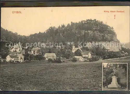 Oybin Teilansicht mit Kirche und Berg Oybin Koenig Albert Denkmal Kat. Kurort Oybin