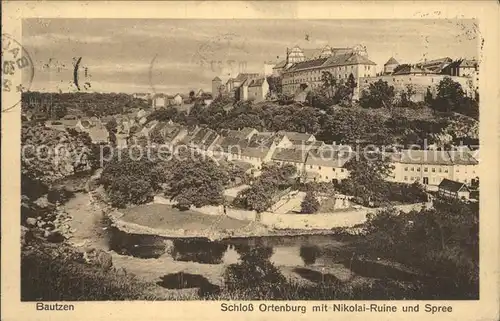 Bautzen Schloss Ortenburg nikolai ruine und Spree  Kat. Bautzen