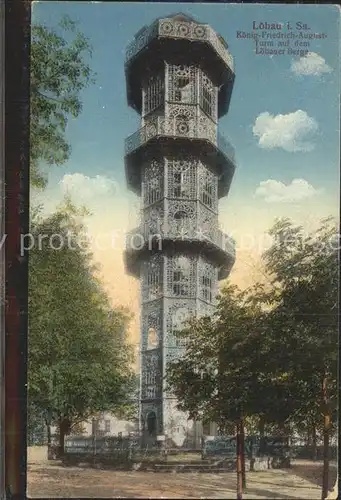 Loebau Sachsen Loebauer Berg Koenig Friedrich August Turm Kat. Loebau