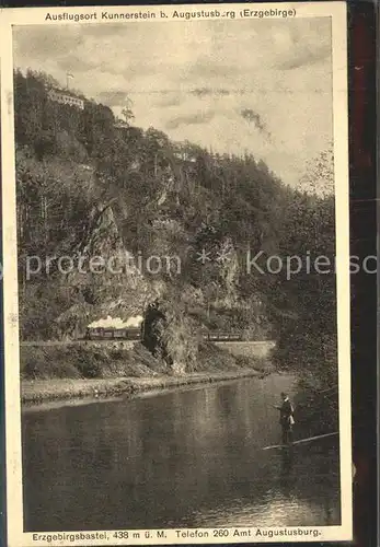 Augustusburg Ausflugspunkt Bergwirtschaft Kunnerstein Erzgebirgsbastei Flusspartie Angler Kat. Augustusburg