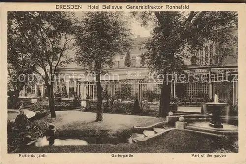 Dresden Hotel Bellevue Gartenpartie Kat. Dresden Elbe