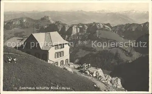 Weissbad Berggasthaus Schaefler Blick nach Osten Alpenpanorama Kat. Weissbad