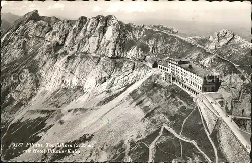 Pilatus Tomlishorn mit Hotel Pilatus Kulm Gebirgspanorama Kat. Pilatus