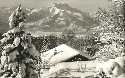 Leysin Winterpanorama Dents du Midi Kat. Leysin