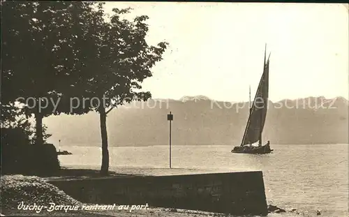 Ouchy Barque rentrant au port Lac Leman Alpes Kat. Lausanne