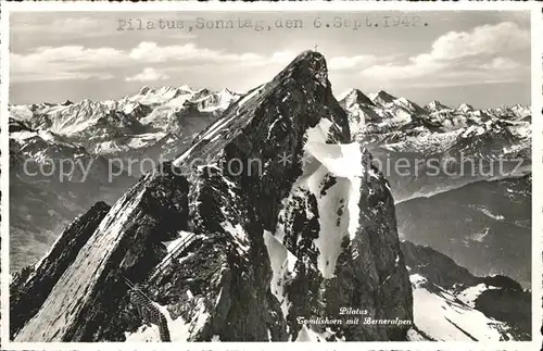 Pilatus Tomlishorn mit Berner Alpen Gebirgspanorama Kat. Pilatus