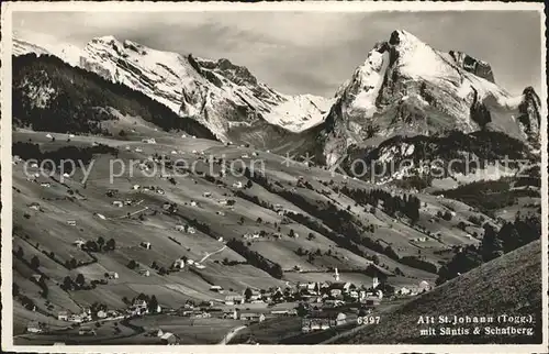 Alt St Johann Saentis und Schafberg Kat. Alt St Johann