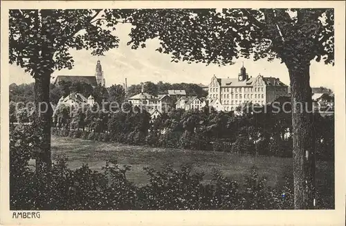 Amberg Oberpfalz Teilansicht mit Kirche Kat. Amberg