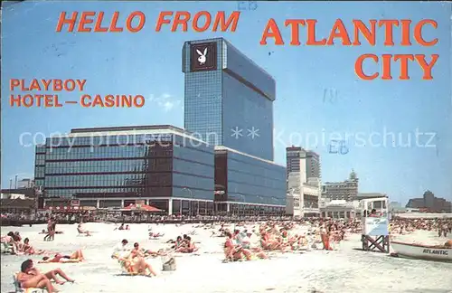 Atlantic City New Jersey The Playboy Hotel Casino as seen from the Atlantic Ocean bathing beach Kat. Atlantic City