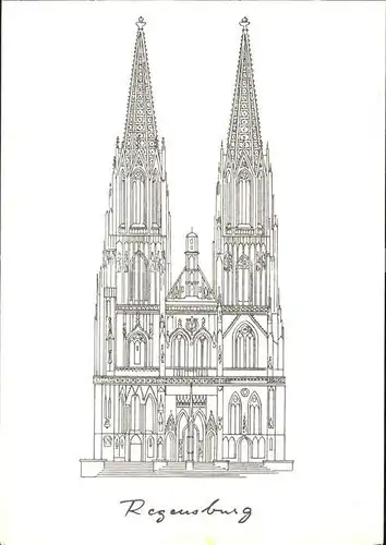 Regensburg Dom Zeichnung Kuratorium Kinderhilfswerk der Bruderschaft Salem Kat. Regensburg