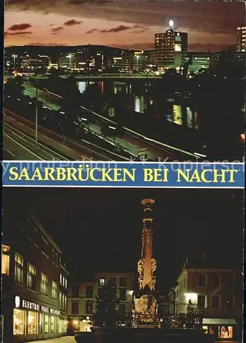 Saarbruecken bei Nacht Brunnen Kat. Saarbruecken