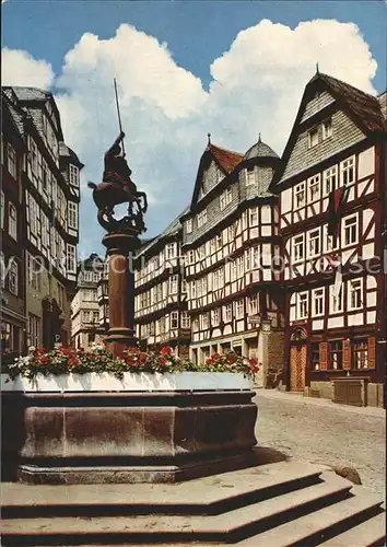 Marburg Lahn Rathaus Fachwerk Marktbrunnen Kat. Marburg