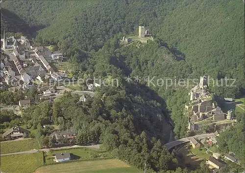 Manderscheid Eifel Fliegeraufnahme mit Ober  und Niederburg Kat. Manderscheid