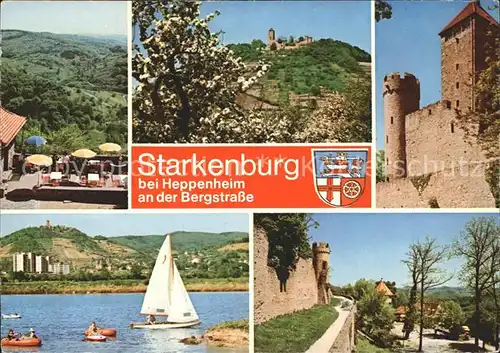 Heppenheim Bergstrasse Burgschaenke Greifvogelwarte Falknerei Starkenburg Segeln Baumbluete Kat. Heppenheim (Bergstrasse)