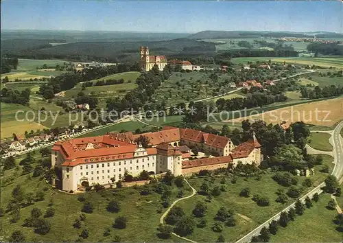 Ellwangen Jagst Fliegeraufnahme Schloss und Wallfahrtskirche Schoenenberg Kat. Ellwangen (Jagst)