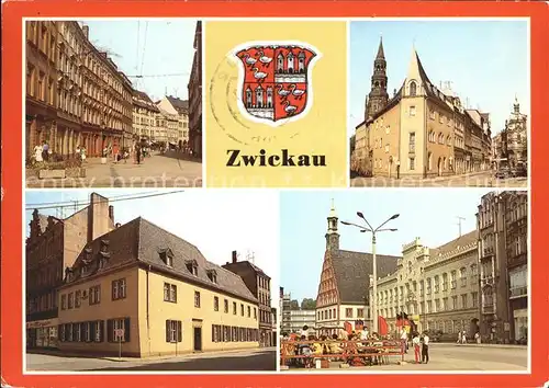 Zwickau Sachsen Plauensche Strasse Schiffchen Robert Schumann Haus Rathaus Gewandhaus Wappen Kat. Zwickau