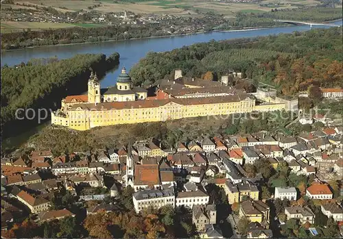 Melk Donau Fliegeraufnahme Stift Kat. Melk Wachau