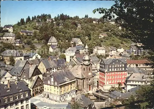 Monschau Ortspartie mit Kirche Kat. Monschau