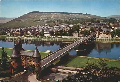 Traben Trarbach Fliegeraufnahme Moselpartie mit Bruecke Kat. Traben Trarbach