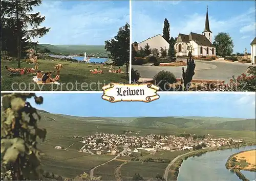 Leiwen Trier Saarburg Moselpartie Kirche Schwimmbad Kat. Leiwen