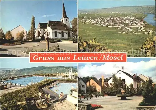 Leiwen Trier Saarburg Freibad Kirche Moselpartie Kat. Leiwen