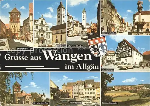 Wangen Allgaeu St. Martins Tor Rathaus Martins Kirche Herrenstrasse Eselsmuehle Marktplatz  Kat. Wangen im Allgaeu