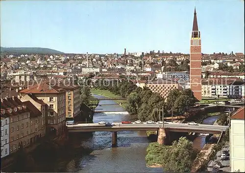 Pforzheim Auerbuercke Zusammenfluss Enz Nagold Turm Stadtkirche  Kat. Pforzheim