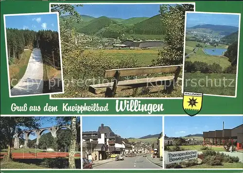 Willingen Sauerland Teilansichten Skisprungschanze Tennisplatz Viadukt Bewegungsbad Kat. Willingen (Upland)