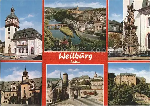 Weilburg Teilansichten Luftkurort Lahnbruecke Brunnen Schloss Kat. Weilburg Lahn