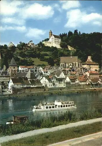 Hirschhorn Neckar Schlosshotel auf der Burg Ausflugsboot Kat. Hirschhorn (Neckar)