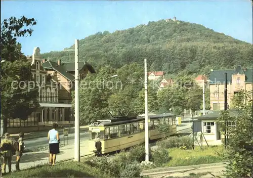 Goerlitz Sachsen Landeskrone mit HOG Restaurant Burghof Strassenbahn Kat. Goerlitz