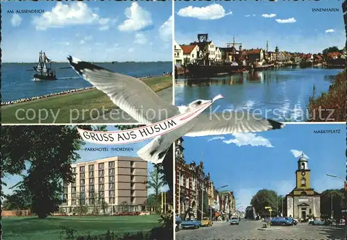 Husum Nordfriesland Marktplatz  Innenhafen Aussendeich Parkhotel Thordsen Moewe Kat. Husum