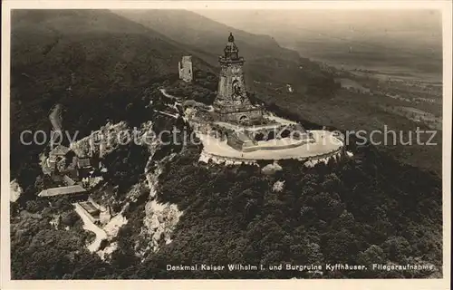 Kyffhaeuserdenkmal Kaiser Wilhelm der 1. mit Burgruine  Kat. Bad Frankenhausen