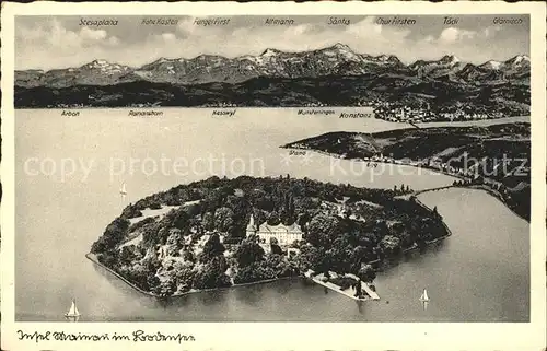 Insel Mainau Fliegeraufnahme mit Bodensee Kat. Konstanz Bodensee