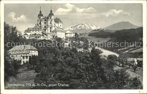 Sonntagberg Wallfahrtsort Kirche gegen oetscher Ybbstaler Alpen Kat. Sonntagberg