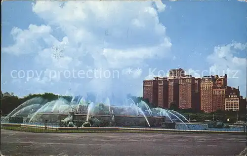 Chicago Illinois Conrad Hilton Hotel Michigan Boulevard Buckingham Fountain Grant Park Kat. Chicago