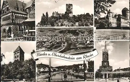 Niederlahnstein Oberlahnstein Weinbrunnen Rathaus Kloster Burg Lahneck Lahnmuendung Bruecke Martinsburg Kirche Kat. Lahnstein