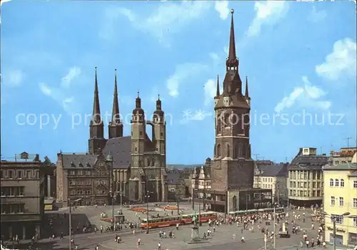 Halle Saale Marktplatz Stadthaus Kirche Turm Kat. Halle