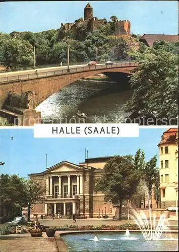 Halle Saale Burg Giebichenstein Theater des Friedens Springbrunnen Kat. Halle