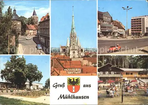 Muehlhausen Thueringen Frauentor Rabenturm Marienkirche Wilhelm Pieck Platz Naherholungszentrum Schwanenteich Thomas Muentzer Park Kat. Muehlhausen Thueringen