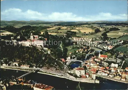 Passau Fliegeraufnahme Donaupartie mit Veste Oberhaus  Kat. Passau