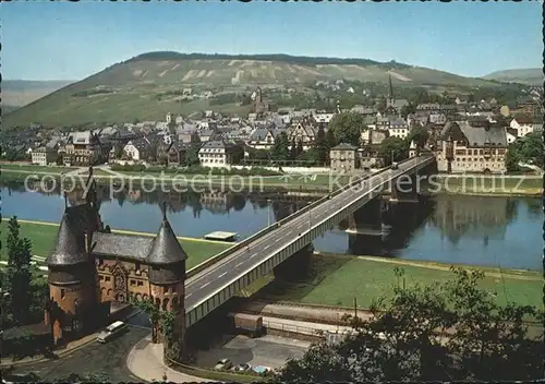 Traben Trarbach Fliegeraufnahme mit Bruecke Mosel Kat. Traben Trarbach