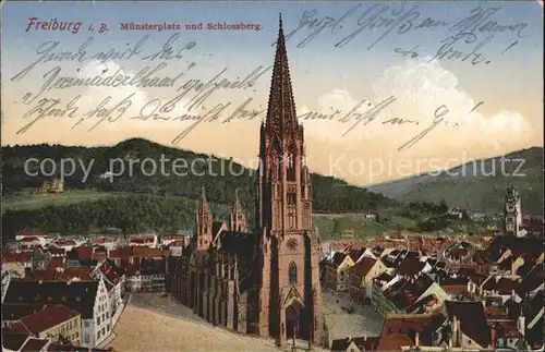 Freiburg Breisgau Muensterplatz Schlossberg  Kat. Freiburg im Breisgau