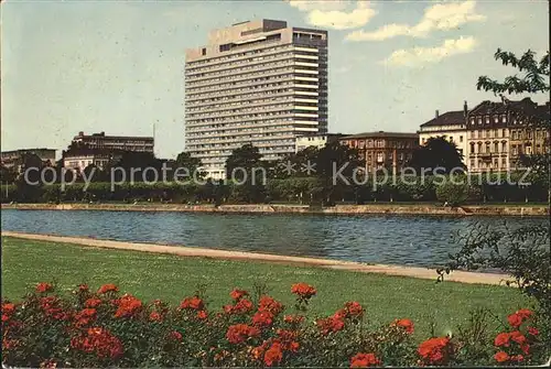 Frankfurt Main Mainufer mit Blick zum neuen Hotel Frankfurt Interkontinental Kat. Frankfurt am Main