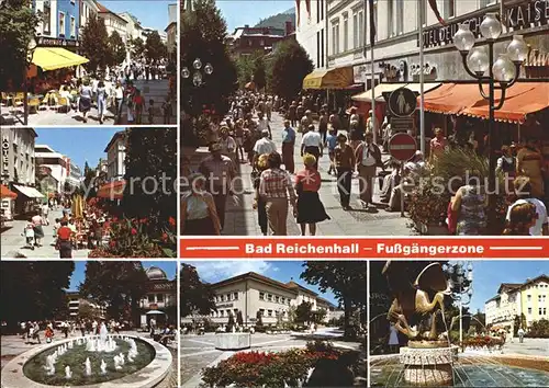 Bad Reichenhall Fussgaengerzone Brunnen Strassencafe Kat. Bad Reichenhall