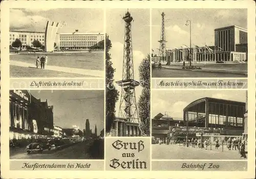 Berlin Ausstellungshallen Funkturm Bahnhof Zoo Kurfuerstendamm  Kat. Berlin