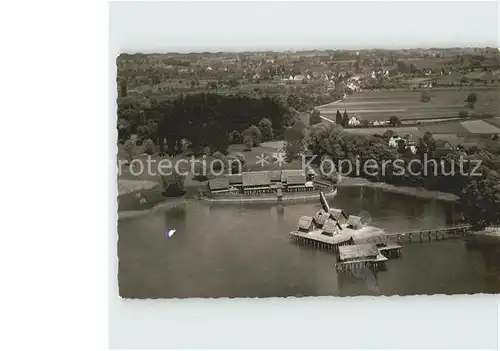 Bodensee Unteruhldingen Fliegeraufnahme Pfahlbauten Kat. Bodensee