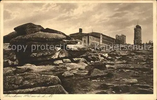 Brocken Teufelskanzel Berghaus Wetterwarte Kupfertiefdruck Kat. Wernigerode