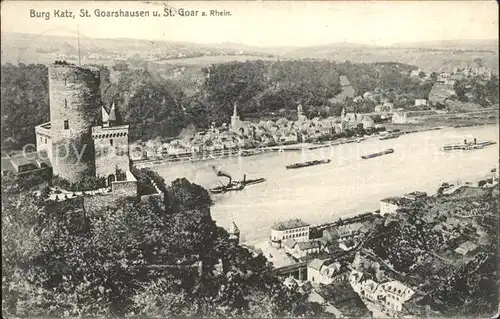 St Goarshausen St Goar Burg Katz Rhein Binnenschifffahrt Kat. Sankt Goarshausen